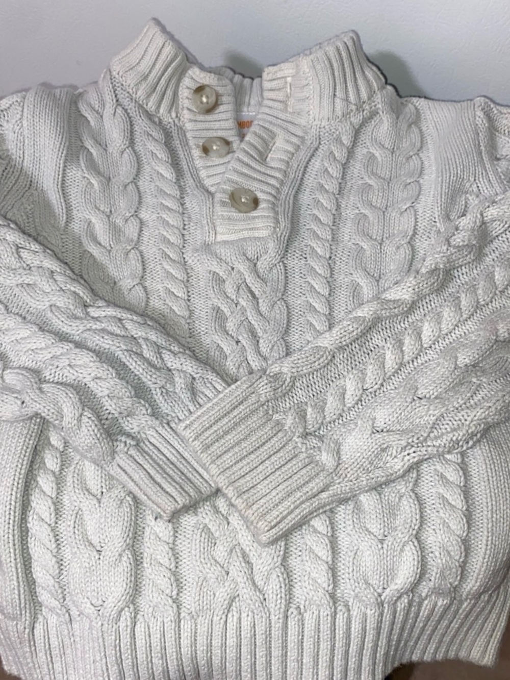 Kids Cable Knit Button Mock Neck Sweater - Cream- Gymboree 2T